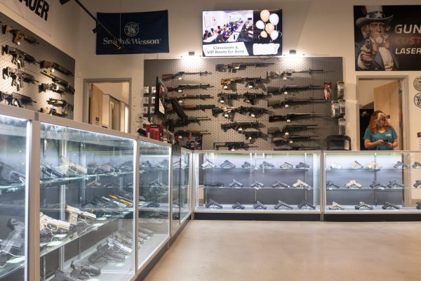 The range has a full retail store with rifles, guns, accessories, and more. Shelves and shelves of inventory for you to shop.